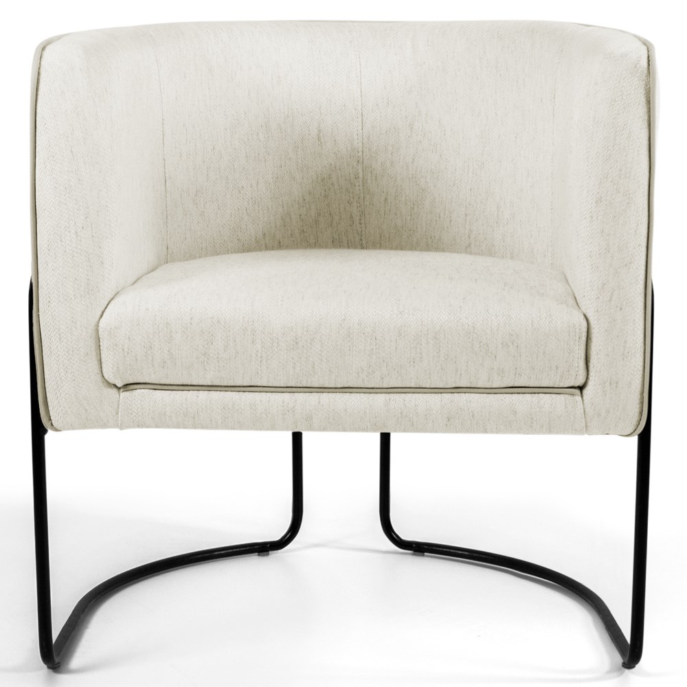 Poltrona Decorativa Base Aço Betina C-107 Linho Bege Claro - Domi