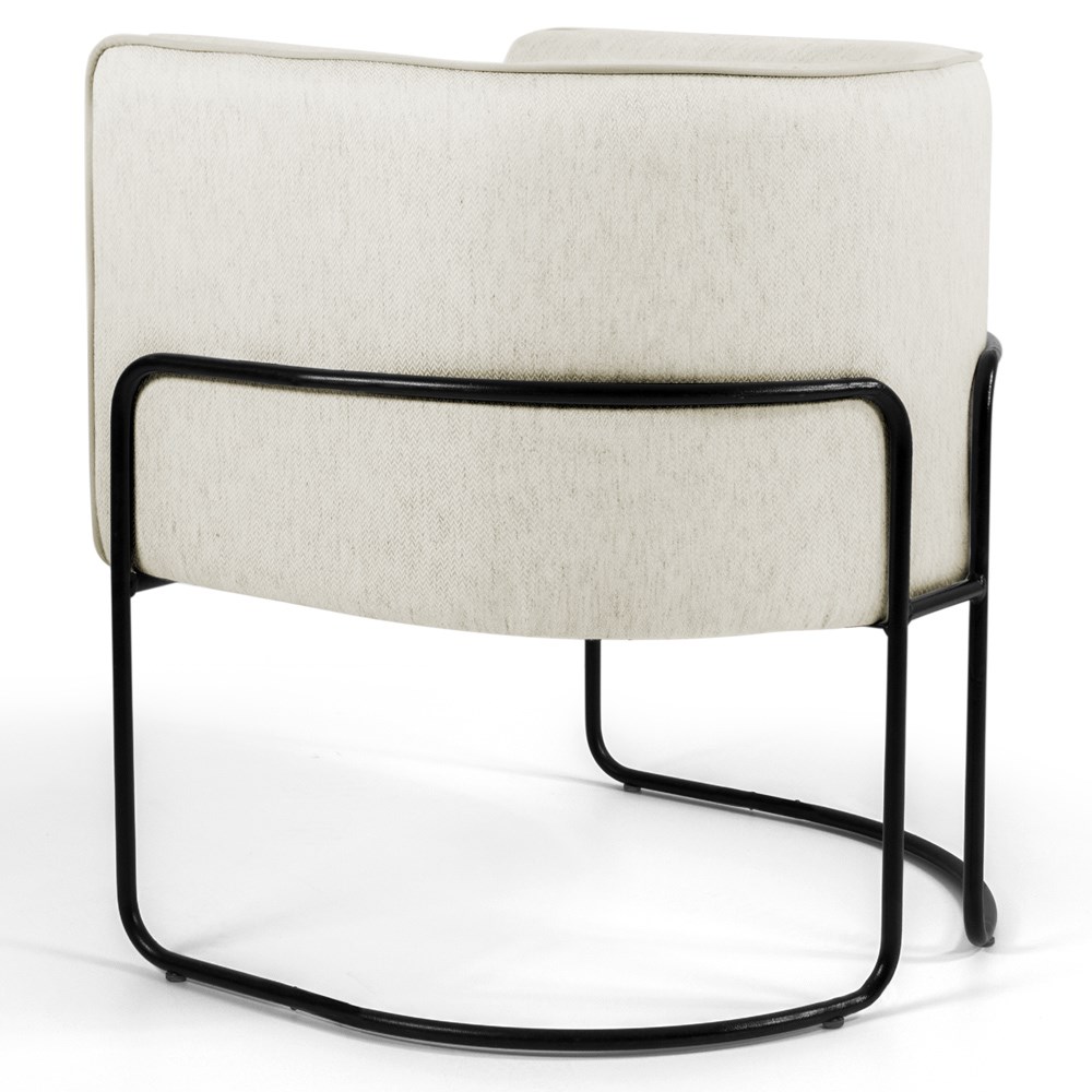 Poltrona Decorativa Base Aço Betina C-107 Linho Bege Claro - Domi