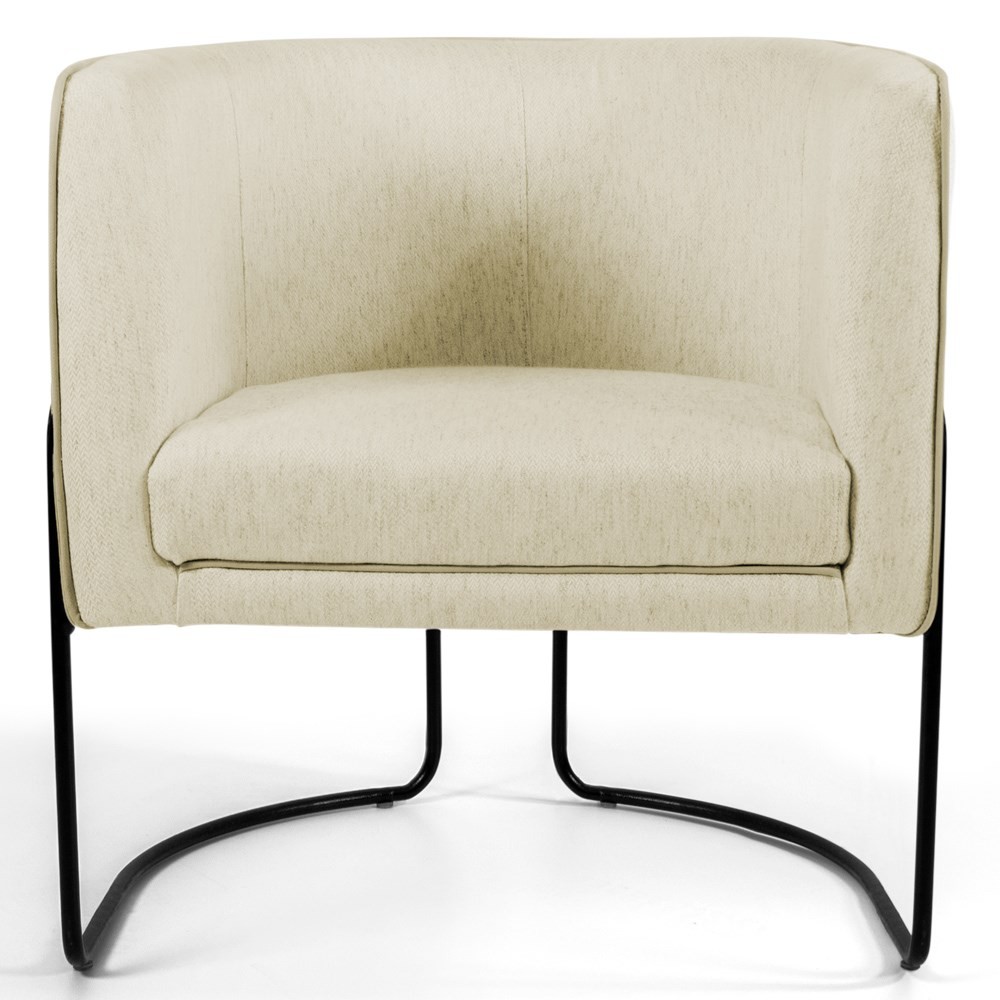 Poltrona Decorativa Base Aço Betina C-129 Linho Bege - Domi