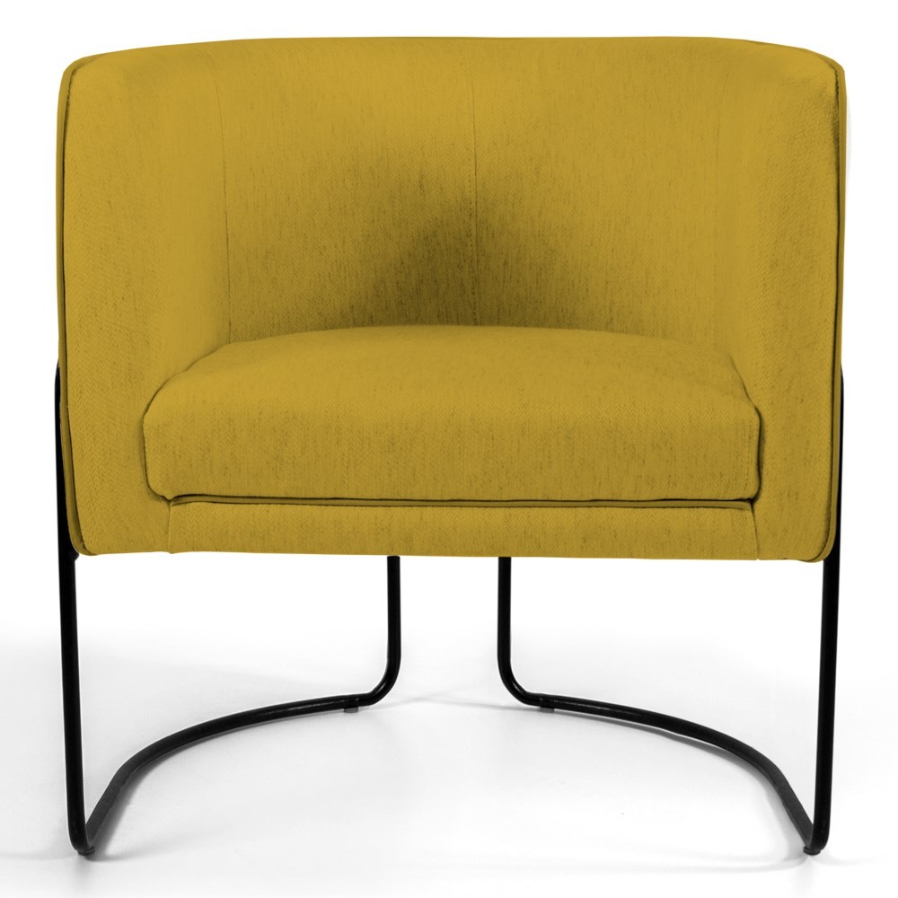 Poltrona Decorativa Base Aço Betina C-279 Veludo Mostarda - Domi