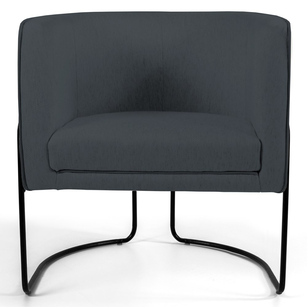 Poltrona Decorativa Base Aço Betina C-317 Veludo Cinza - Domi