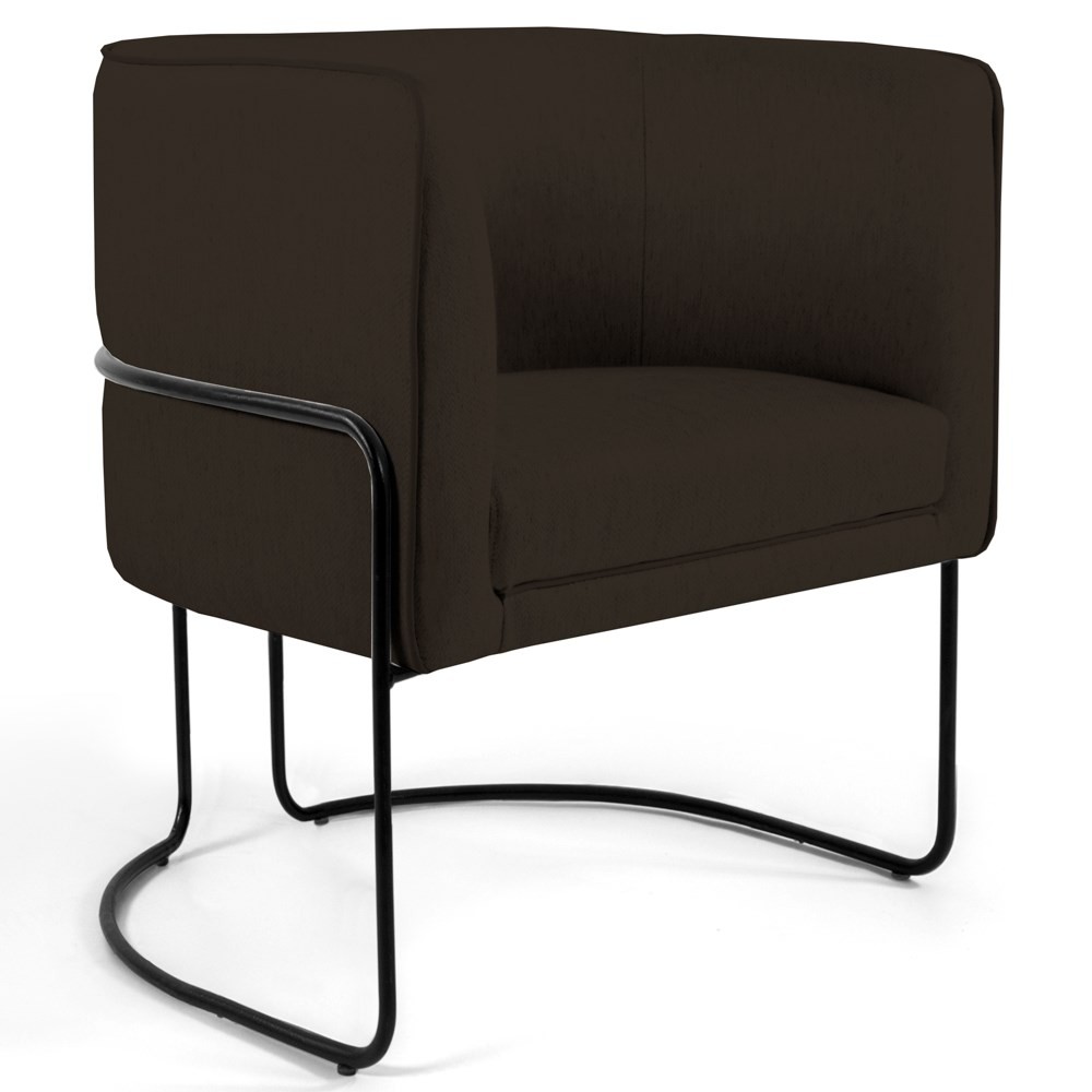 Poltrona Decorativa Base Aço Betina C-34 Sintético Marrom - Domi