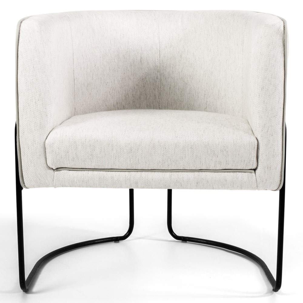 Poltrona Decorativa Base Aço Betina C-443 Linho Bege Natural - Domi