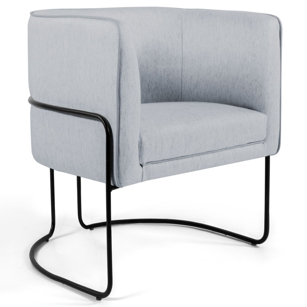 Poltrona Decorativa Base Aço Betina D-315 Linho Cinza - Domi