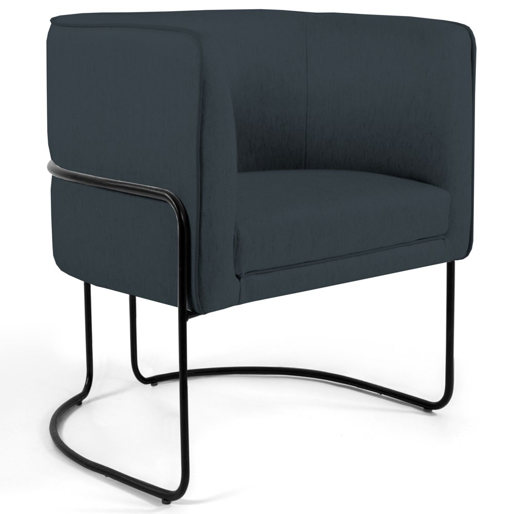 Poltrona Decorativa Base Aço Betina D-465 Linho Chumbo - Domi