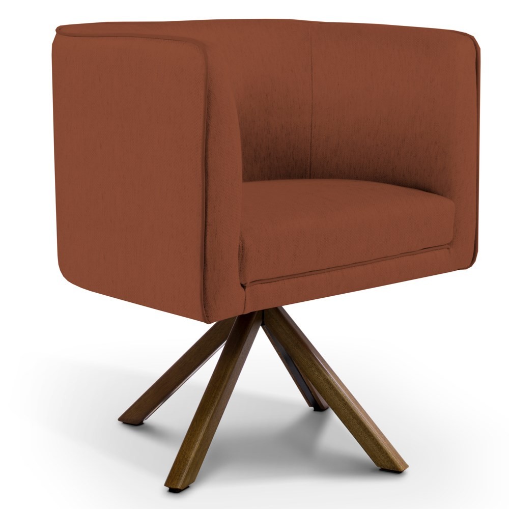 Poltrona Decorativa Base Giromad Betina B-355 Linho Laranja - Domi