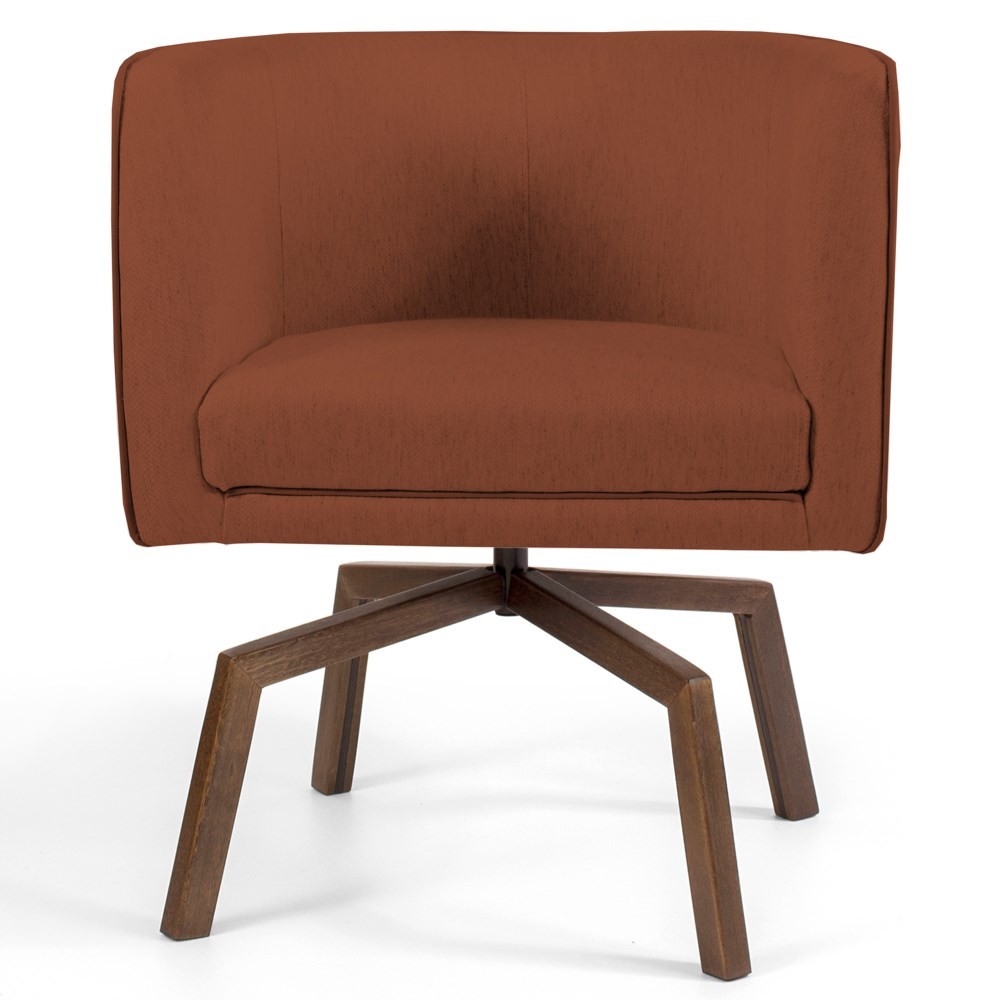 Poltrona Decorativa Base Ka Betina B-355 Linho Laranja - Domi