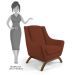 Poltrona Decorativa Base Manu Juliet B-355 Linho Laranja - Domi