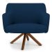Poltrona Decorativa Giratória Base Giromad Madeira Jade B-304 Veludo Azul Marinho - Domi
