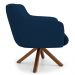 Poltrona Decorativa Giratória Base Giromad Madeira Jade B-304 Veludo Azul Marinho - Domi
