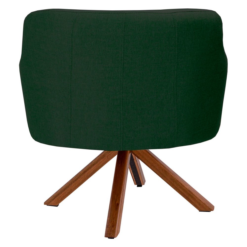 Poltrona Decorativa Giratória Base Giromad Madeira Jade C-117 Linho Verde Musgo - Domi