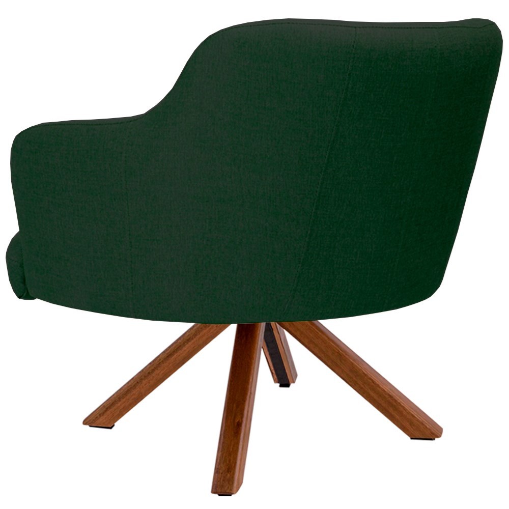 Poltrona Decorativa Giratória Base Giromad Madeira Jade C-117 Linho Verde Musgo - Domi