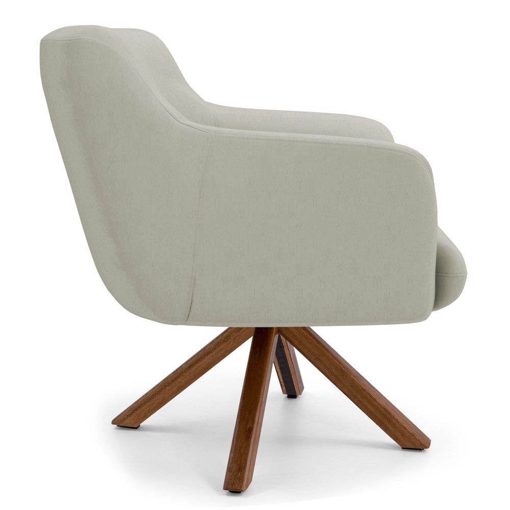 Poltrona Decorativa Giratória Base Giromad Madeira Jade C-26 Corano Bege - Domi