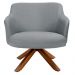 Poltrona Decorativa Giratória Base Giromad Madeira Jade C-416 Linho Cinza Escuro - Domi