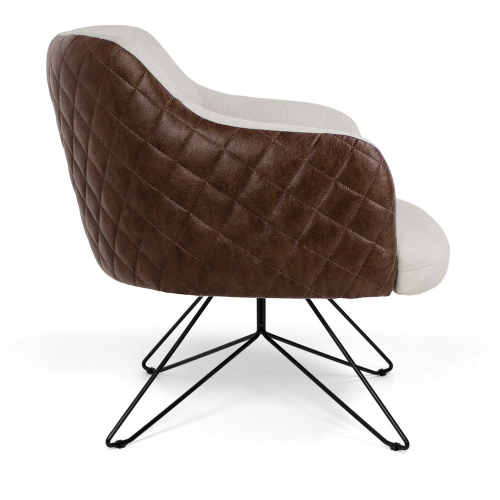 Poltrona Decorativa Jade Base Orby Fixa B-10 Corano Tressê Linho Bege - Domi