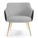 Poltrona Decorativa Jade Pés Alumínio Metalizado C-315 Corano Tressê Linho Cinza Claro - Domi