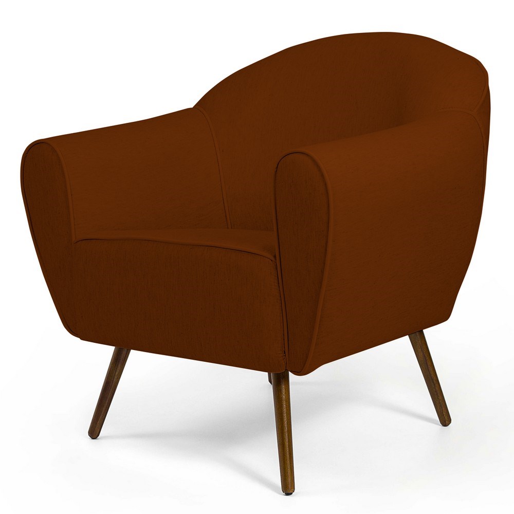 Poltrona Decorativa Pés Palito Nina B-355 Linho Terracota - Domi