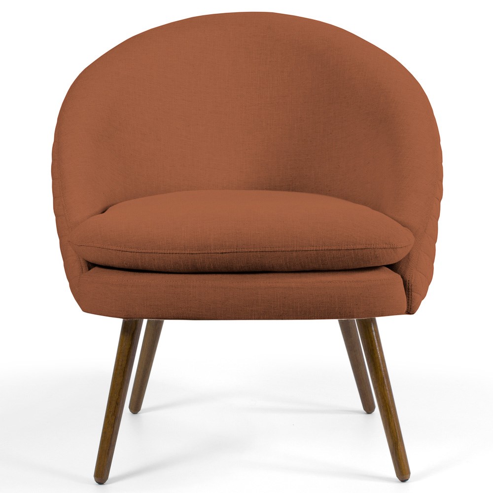 Poltrona Decorativa Pés Palito Rafa B-355 Linho Tressê Telha - Domi
