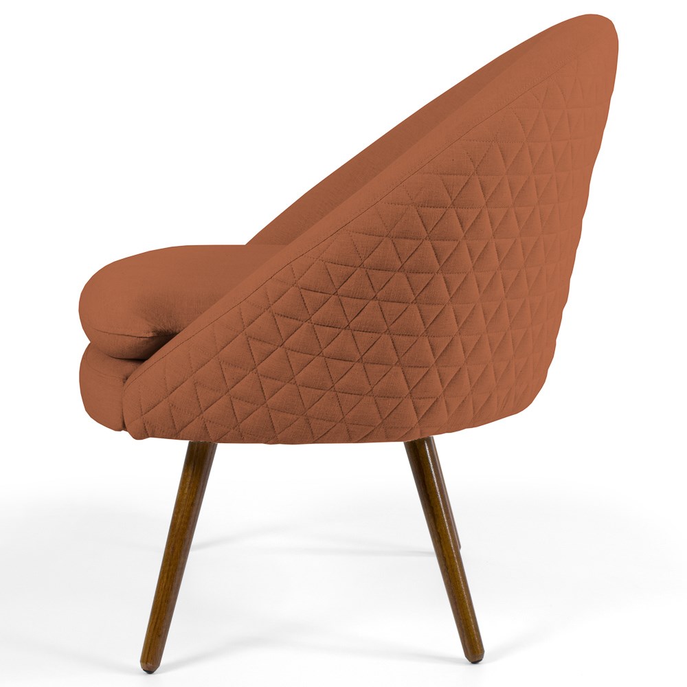Poltrona Decorativa Pés Palito Rafa B-355 Linho Tressê Telha - Domi