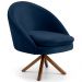 Poltrona Decorativa Sala de Estar Base Giromad Madeira Rafa B-304 Veludo Azul Marinho - Domi