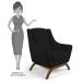 Poltrona Decorativa Sala de Estar Base Manu Madeira Juliet B-300 Veludo Preto - Domi