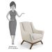 Poltrona Decorativa Sala de Estar Base Manu Madeira Juliet B-370 Linho Bege - Domi