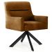 Poltrona Decorativa Sala de Estar Giratória Base Eiffel Preto Angel B-262 Veludo Laranja - Domi