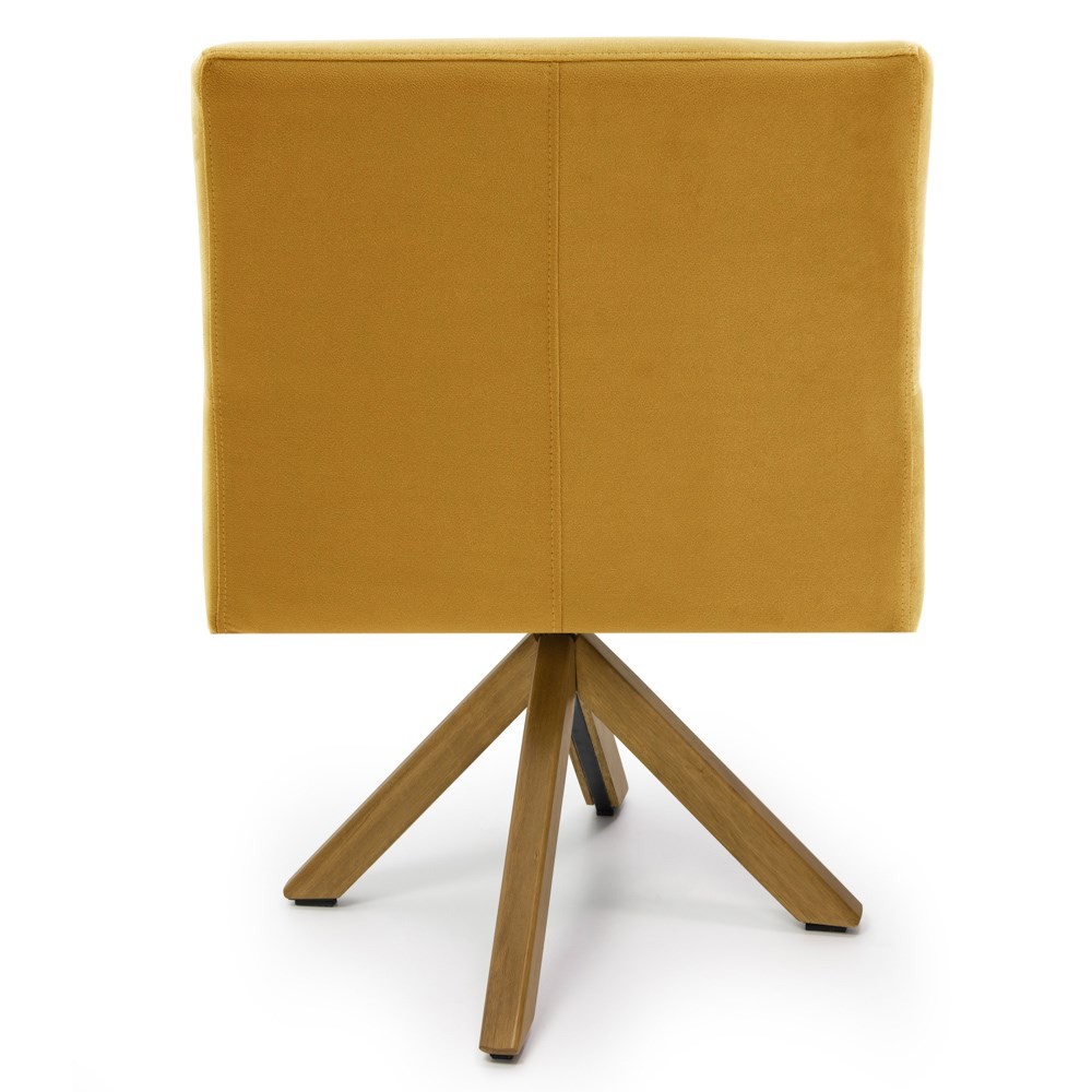 Poltrona Decorativa Sala de Estar Giratória Base Giromad Madeira Angel B-279 Veludo Amarelo - Domi