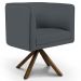 Poltrona Decorativa Sala de Estar Giratória Base Giromad Madeira Betina C-03 Corano Cinza - Domi
