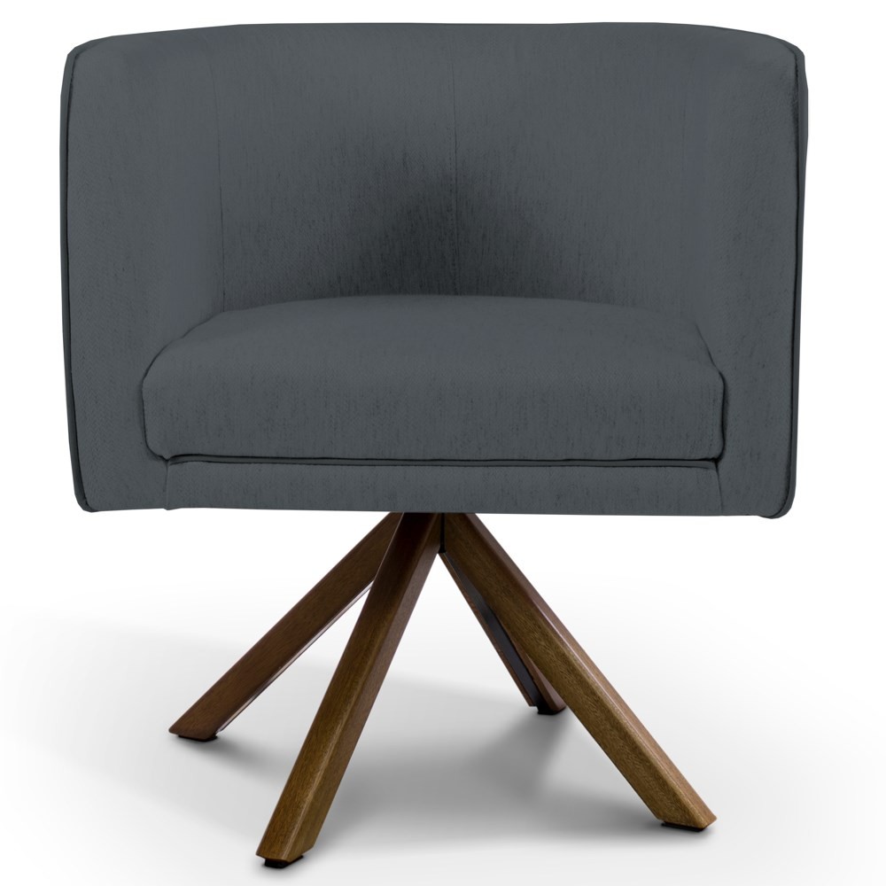 Poltrona Decorativa Sala de Estar Giratória Base Giromad Madeira Betina C-03 Corano Cinza - Domi
