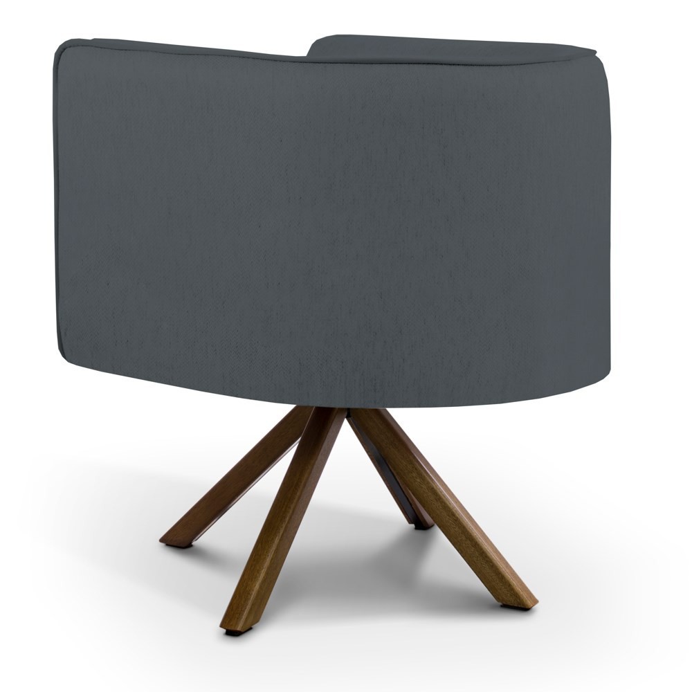 Poltrona Decorativa Sala de Estar Giratória Base Giromad Madeira Betina C-03 Corano Cinza - Domi