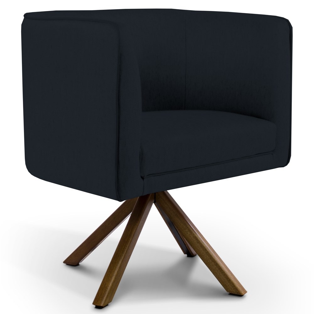 Poltrona Decorativa Sala de Estar Giratória Base Giromad Madeira Betina C-05 Corano Preto - Domi