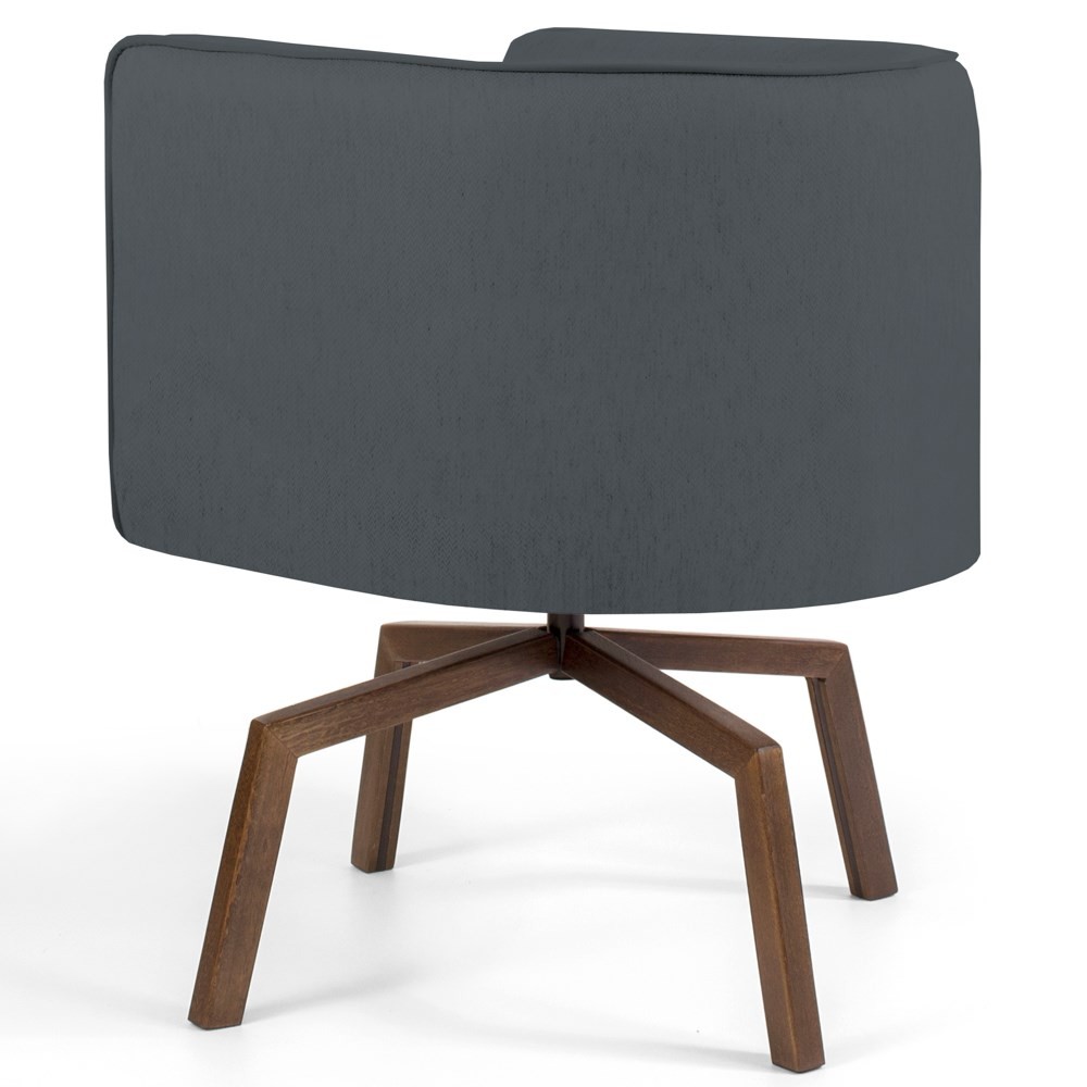 Poltrona Decorativa Sala de Estar Giratória Base Ka Madeira Betina C-03 Corano Cinza - Domi