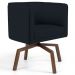 Poltrona Decorativa Sala de Estar Giratória Base Ka Madeira Betina C-05 Corano Preto - Domi