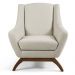 Poltrona Decorativa Sala de Estar Juliet Base de Madeira C-370 Linho Bege Cru - Domi