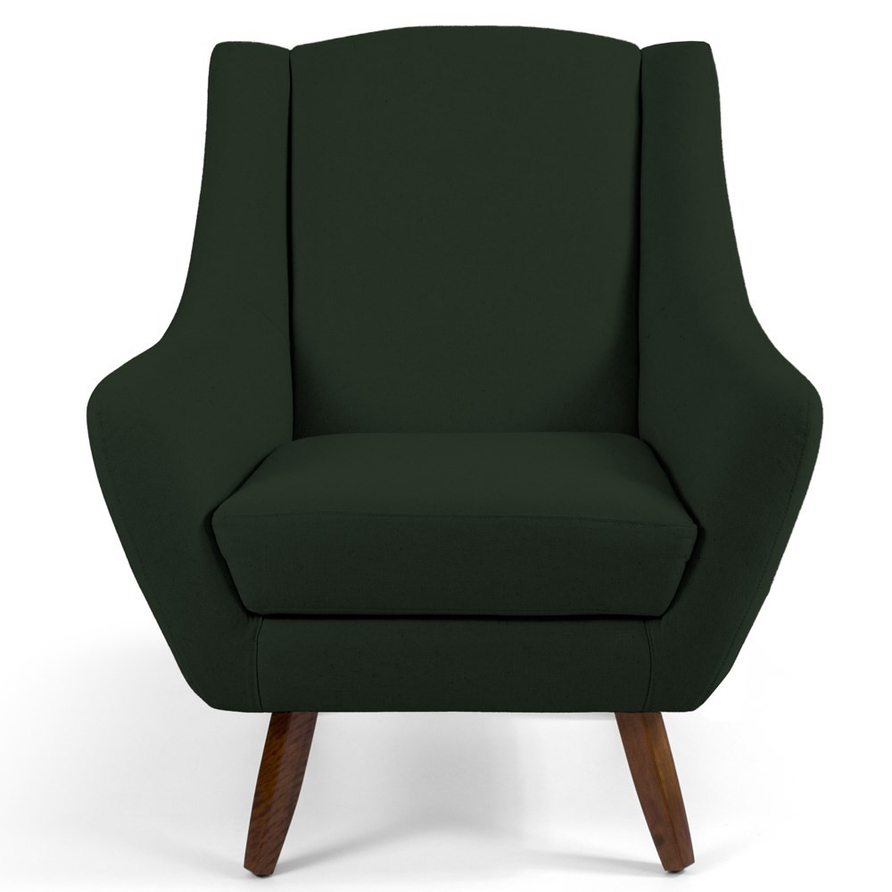 Poltrona Decorativa Sala de Estar Juliet Pés de Madeira B-303 Veludo Verde Musgo - Domi