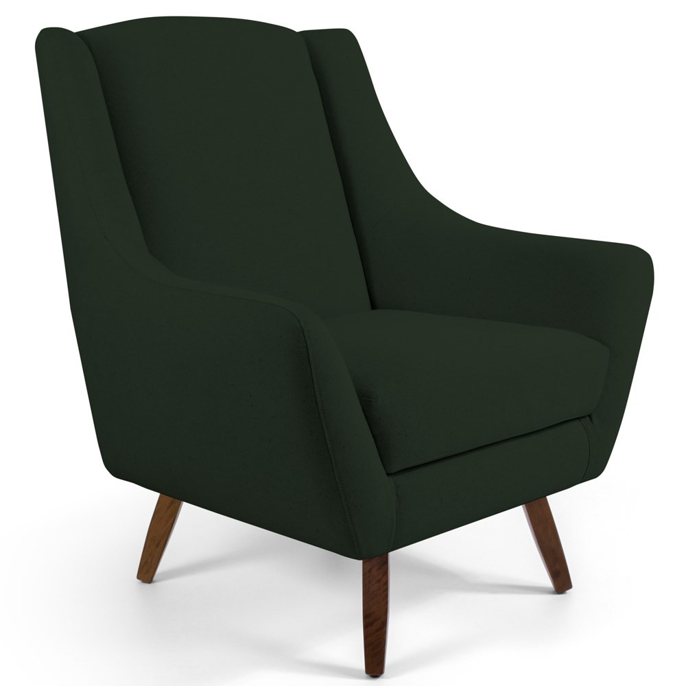 Poltrona Decorativa Sala de Estar Juliet Pés de Madeira B-303 Veludo Verde Musgo - Domi