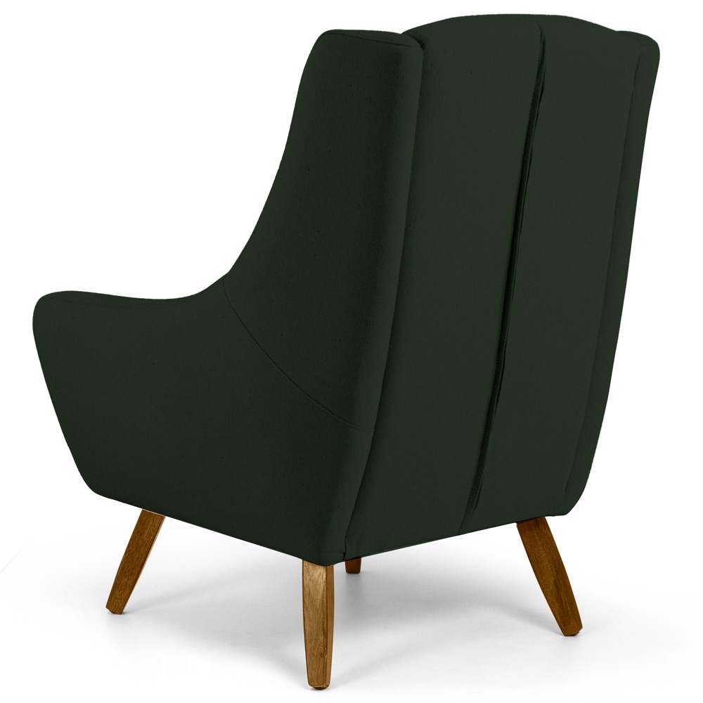 Poltrona Decorativa Sala de Estar Juliet Pés de Madeira B-303 Veludo Verde Musgo - Domi
