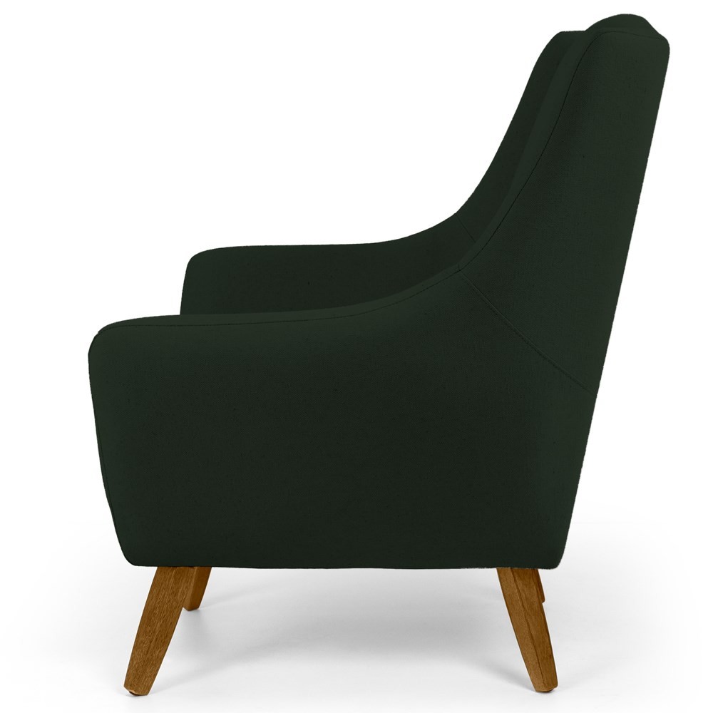 Poltrona Decorativa Sala de Estar Juliet Pés de Madeira B-303 Veludo Verde Musgo - Domi