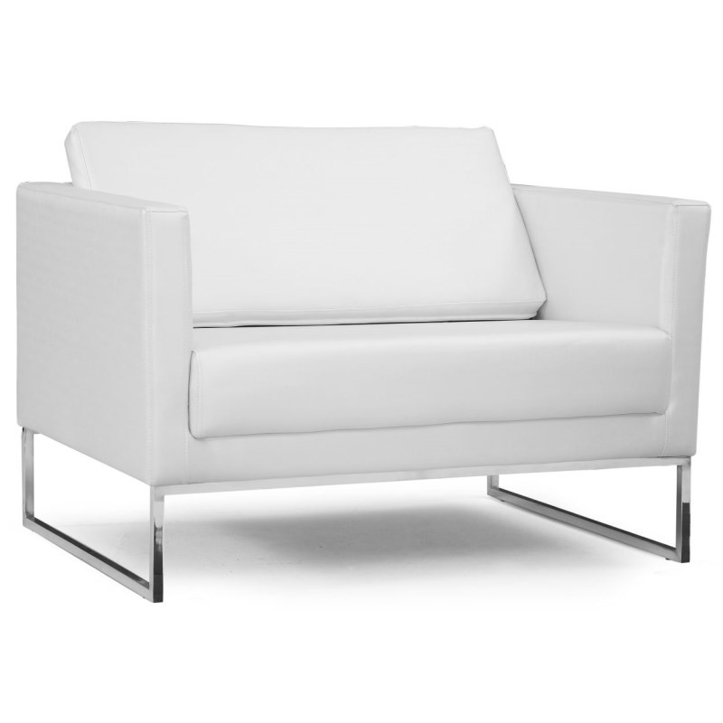 Poltrona Decorativa Sala de Estar Maia 106cm C12 Corino Branco - Domi