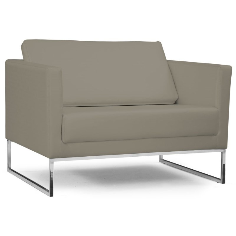Poltrona Decorativa Sala de Estar Maia 106cm C19 Corino Bege Escuro - Domi