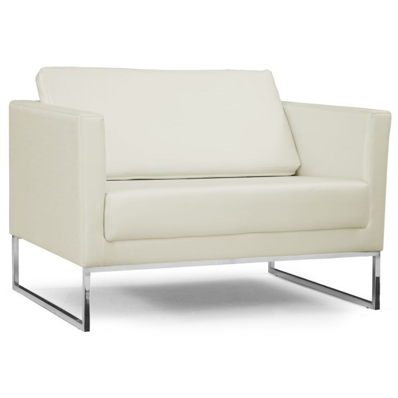 Poltrona Decorativa Sala de Estar Maia 106cm C26 Corino Bege Claro - Domi