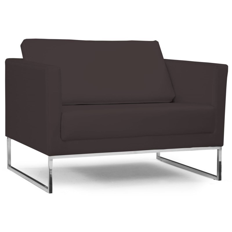 Poltrona Decorativa Sala de Estar Maia 106cm C34 Corino Marrom - Domi