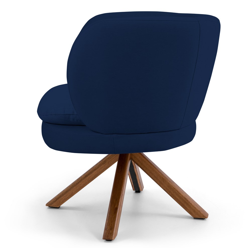 Poltrona Decorativa Sala de Estar Melissa Base Giromad Giratória B-304 Veludo Azul Marinho - Domi
