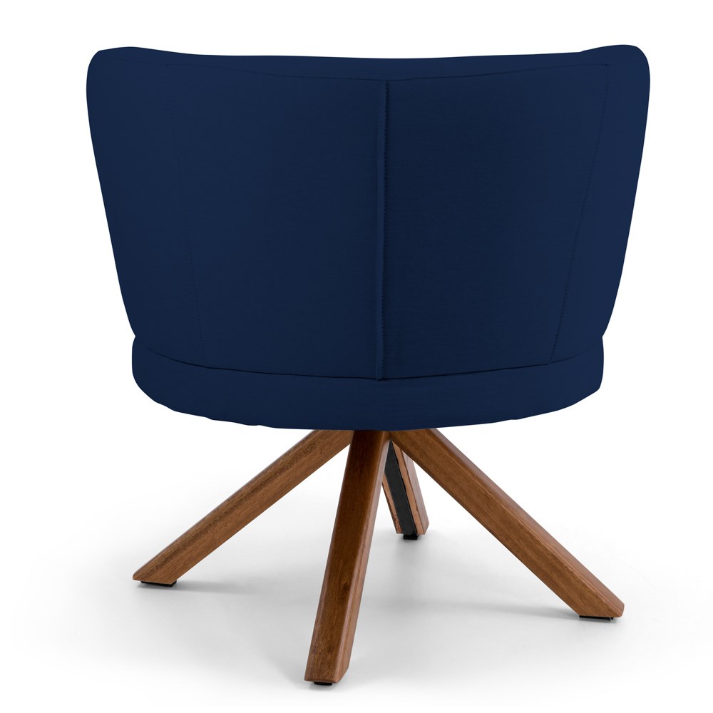 Poltrona Decorativa Sala de Estar Melissa Base Giromad Giratória B-304 Veludo Azul Marinho - Domi