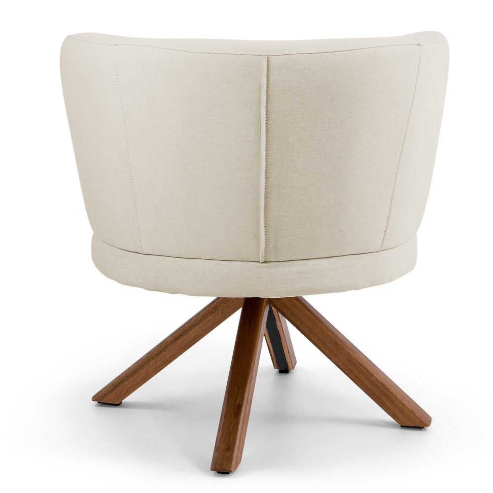 Poltrona Decorativa Sala de Estar Melissa Base Giromad Giratória C-107 Linho Bege - Domi