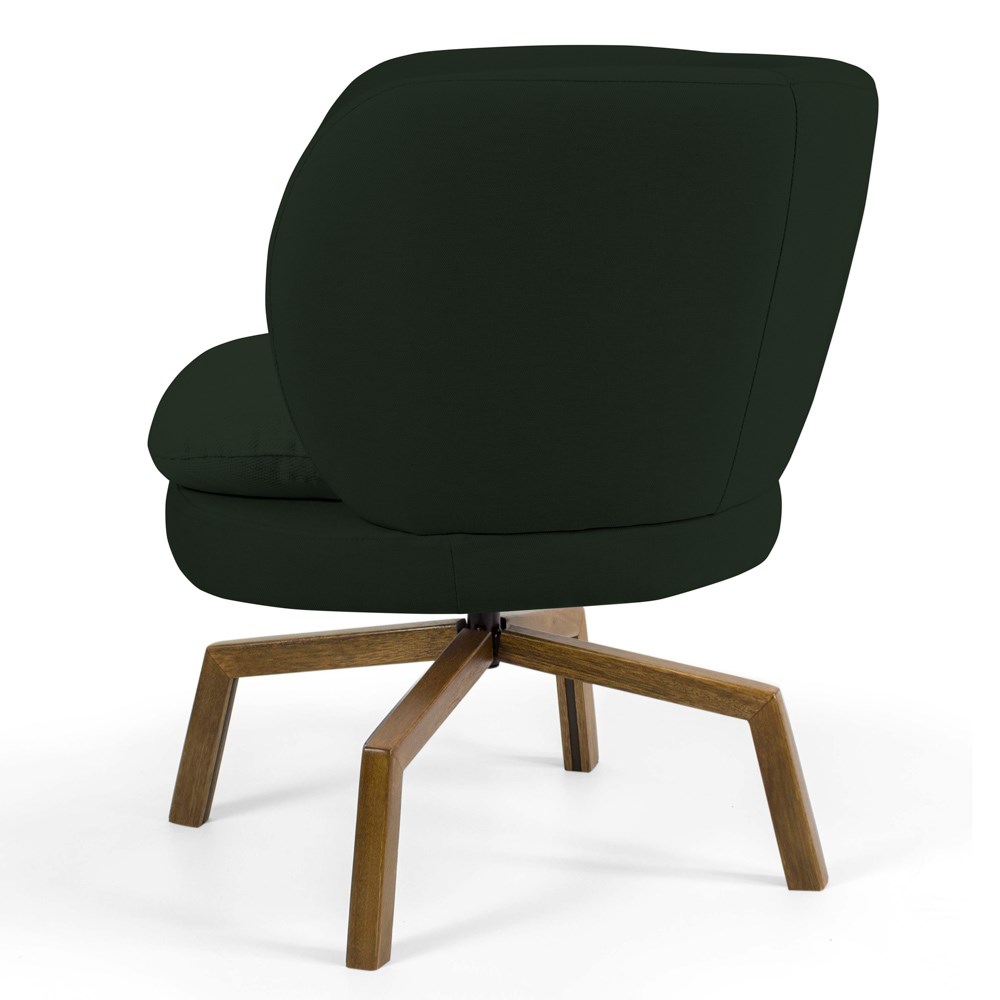 Poltrona Decorativa Sala de Estar Melissa Base Ka Giratória Castanho B-303 Veludo Verde Musgo - Domi