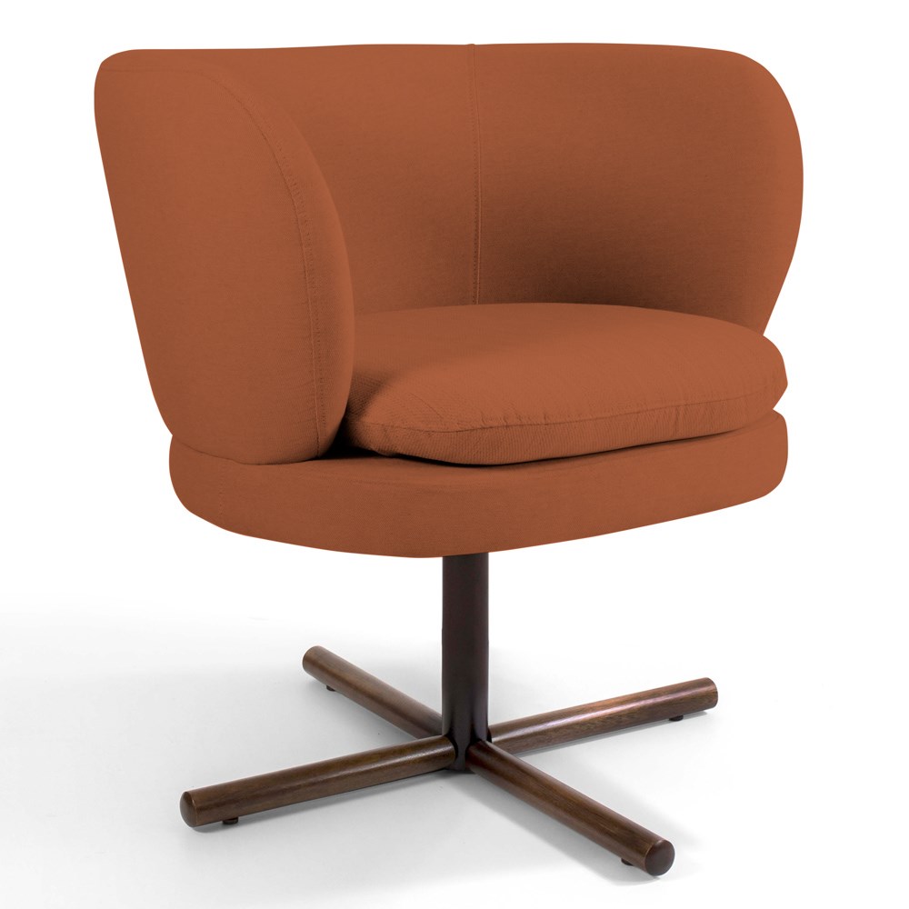 Poltrona Decorativa Sala de Estar Melissa Base Xis Giratória B-262 Veludo Telha - Domi
