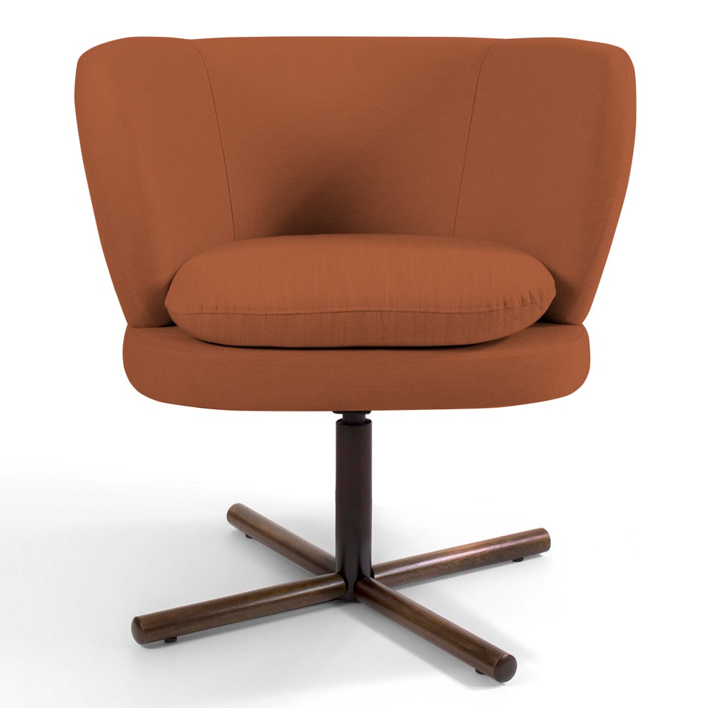 Poltrona Decorativa Sala de Estar Melissa Base Xis Giratória B-262 Veludo Telha - Domi