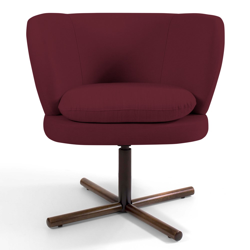 Poltrona Decorativa Sala de Estar Melissa Base Xis Giratória B-278 Veludo Marsala - Domi